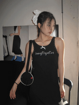 Black mini sleeveless long dress
