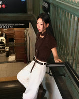[ORIGINAL] HOLLY TIE SHORT-SLEEVE KNITTED SET