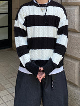 Twisted Stripe Round Knitwear (4color)