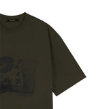 オーバーサイズヒップホップダンススタジオパンクグラフィック半袖Tシャツ_カーキ