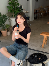 ビンテージバミューダワイドデニムショーツ