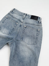 Sage cross lace denim pants