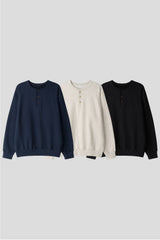 LMN Mood Henley neck touch oversized fit sweatshirt (3 colors)
