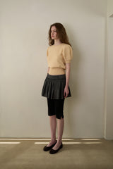Slim button half knit_butter