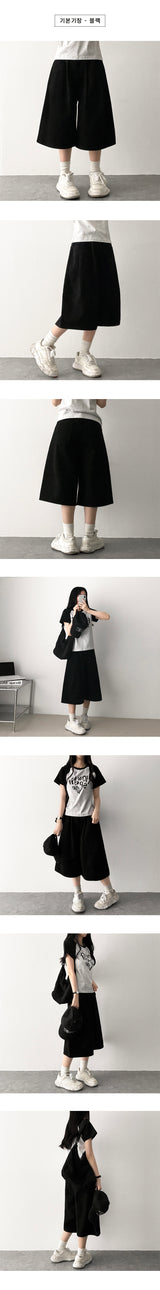 Retro waistband pintuck cotton bermuda pants shorts [short, basic selection]