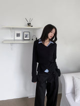 Troye Strap Point Semi-Formal Wide Long Pants (3 Colors)