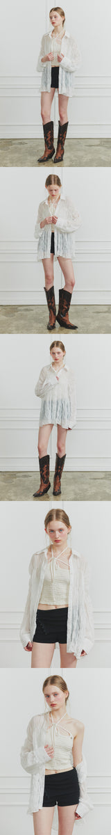 MEMORY SHIRRING SHIRT white