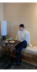 ボーレスハーフタートルネックVネックロングスリーブニットウェア