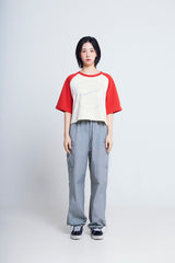 circle print raglan ½T-shirts_red/ivory