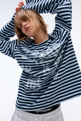 Weekend warrior typography printing stripe long sleeve (Sky-blue)
