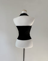 Eriso button halter top (black)