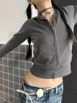 Rivet Hoodie Zip-Up [Grey]