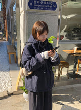 Pump Check Color Matching Hood Bomber Padding Jumper