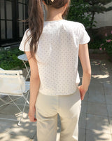Enne Dot Ribbon Pintuck Blouse