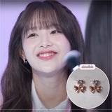 [CHUU Piercing] Heart Crystal and Ribbon Piercing - Rosegold