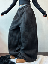 STRIPE PADDING QUILTING LONG PANTS 🖤🤍2COLOR