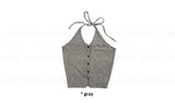 BUTTON HALTER KNIT TOP