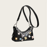 Color Flower Baguette Crossbody Bag