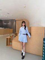 ストライププリーツミニスカパン