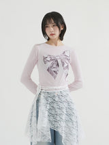 グリッターリボンプリンティドTシャツ
