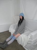 high-neck knit hoodie