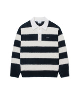 Bouclé Yarn Rugby Knit Dark Navy