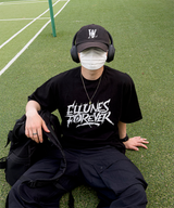 イリューネスレタリングオーバーサイズスプリットショートスリーブTシャツ