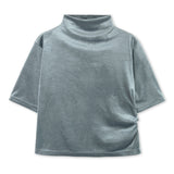 VELVET MOCK NECK SHIRING TOP