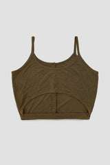 Linen blend Cutout top, Brown