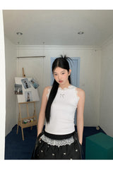 cat lace bow sleeveless tee