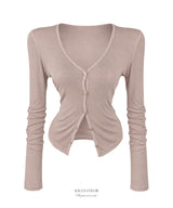 Sasha Deep V-Neck Cardigan (6color)