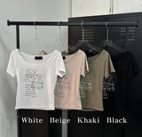 [S/S] レタリングUネックハーフTシャツ(4color)