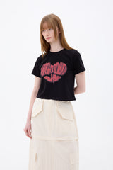 HEART LOGO CROP T-SHIRT / BLACK