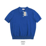 LMN ロイヤルクールリネン3ボタン半袖ニットウェア(11 colors)