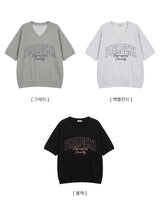 Das Boxy Fit V-Neck Sweatshirt Short Sleeve T-shirt