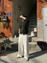 Angora semi-cropped collar cardigan