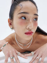 GREEN TAG SILVER BALL NECKLACE