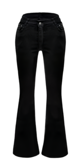 Long boots cut black jean (S~2XL)