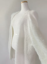 Katsumi Loose-Fit Fur Cardigan (White)