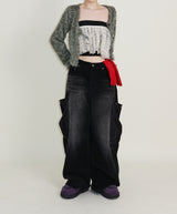 Square pocket balloon fit corduroy pants