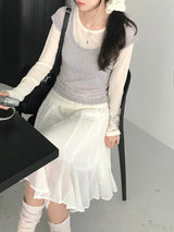 シフォンミディスカート (one color)