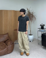 Ferrer Vintage Ribbed Henley Neck Short Sleeve Tee