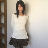 サフファースリットボタンボートネックニットTシャツ