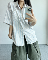 ストリッピードストライプオーバーシャツ💚💛🤍