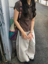 checke roll-up shirt