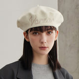VARZAR Cursive Logo Wool Beret / Ivory