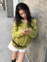 Cinnamon cable knit_olive