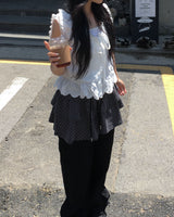 Dot cancan shirring skirt