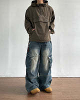 Deep-washed Cargo Denim Pants