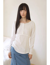 PLACKET RIBBED T-SHIRT(WHITE)